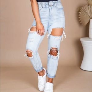 Kancan Light Wash Cinched Waist Jeans - US 3/27 - Excellent Condition
